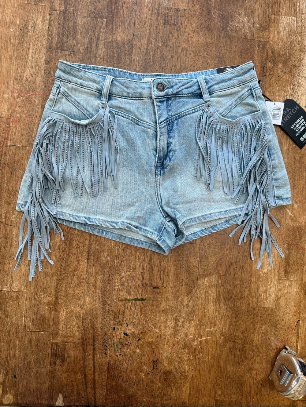 Rock & Roll Denim Fringed Light Blue  Shorts size 31